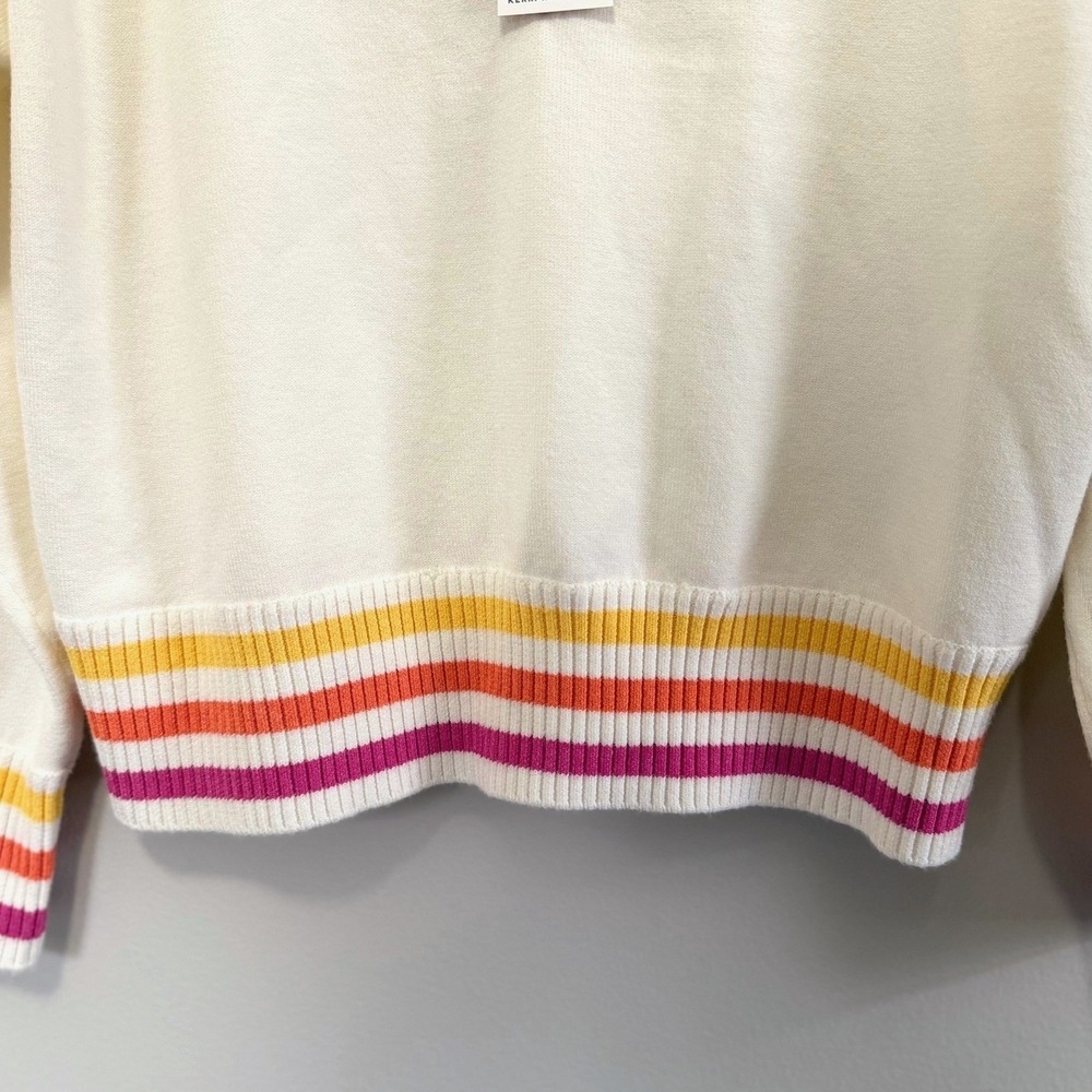 XOKR Kerri Rosenthal Women's "Get Happy" V-Neck Striped Sweater Size Large NWT - Picture 6 of 10